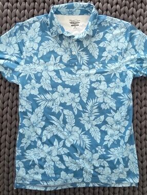 Straight Down Polo Shirt Mens Medium Blue Floral Don Ho Polo Performance